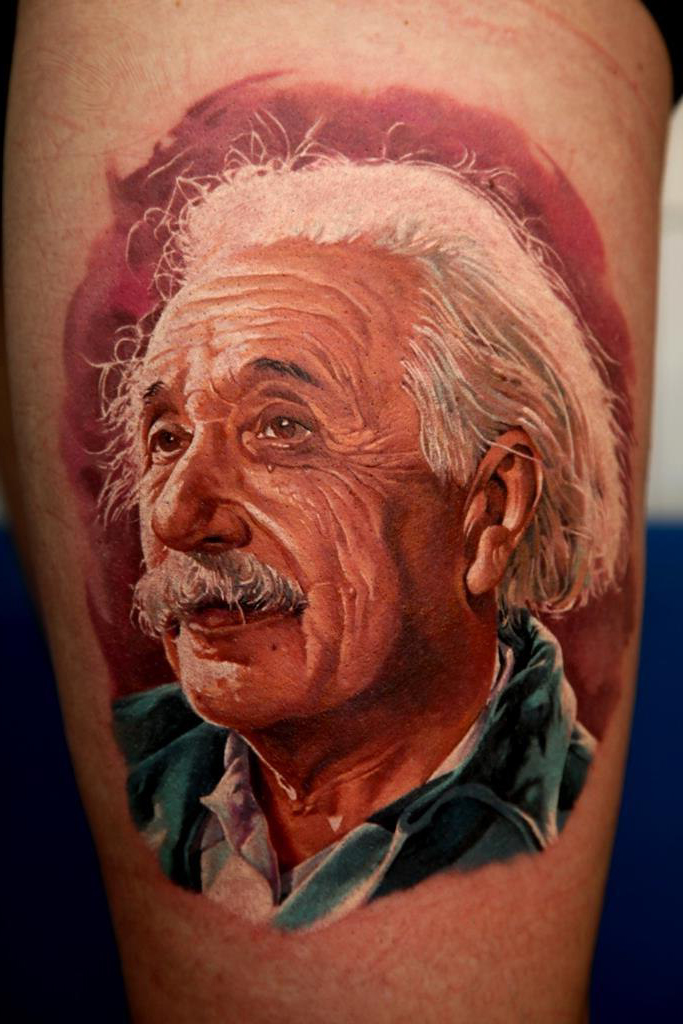 Albert Einstein realistic tattoo