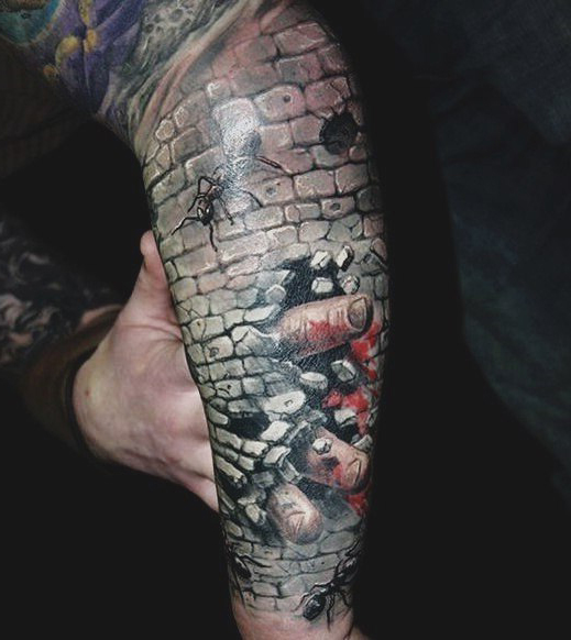 Break Throuhg Pavement Stone 3D tattoo