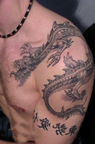 Chinese Shoulder Dragon 3D tattoo