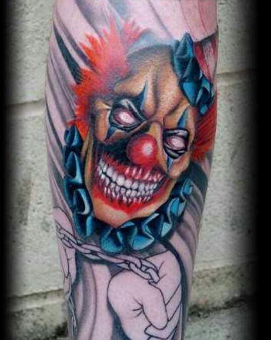 Choking Evil Clown tattoo