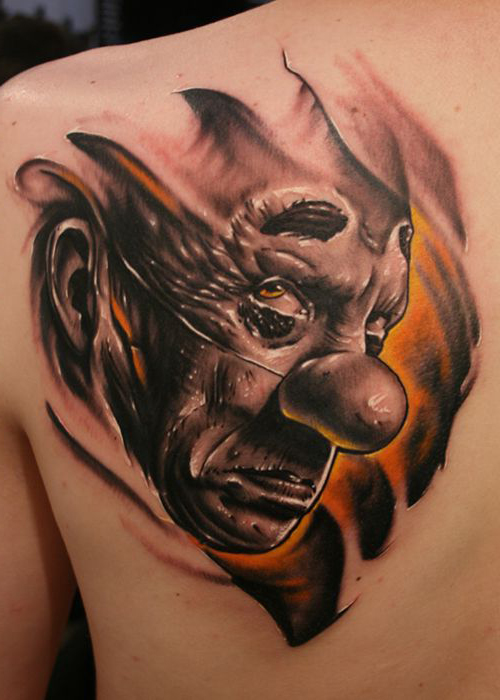 Dark Sad Evil Clown tattoo