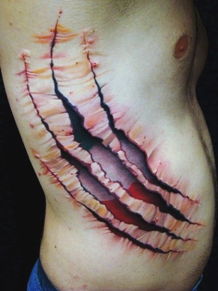 Fang Cuts on Body 3D tattoo