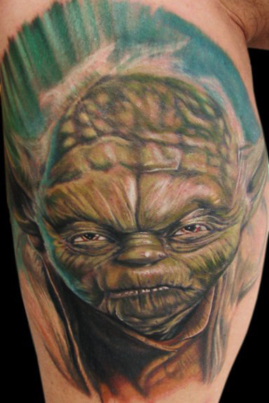 Furious Master Yoda Star Wars tattoo