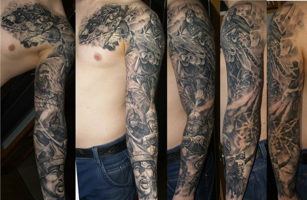 Genghis tattoo sleeve idea for men