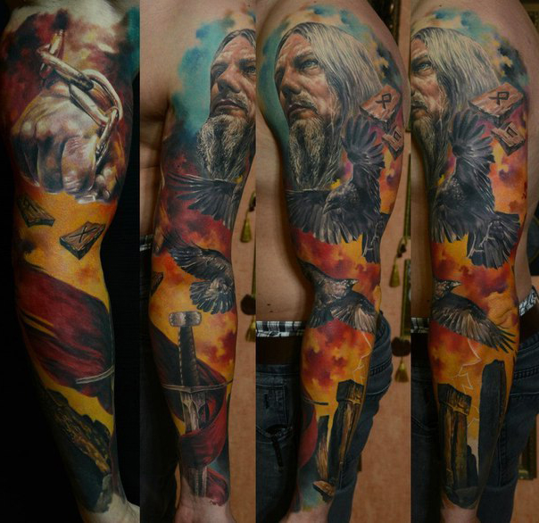 Nordic tattoo sleeve idea for men