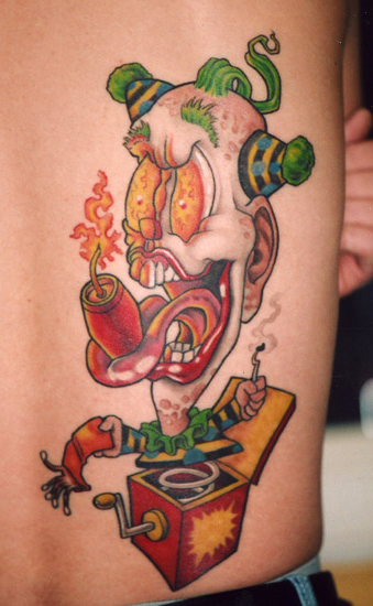 Old School Evil Clown tattoo in a Box