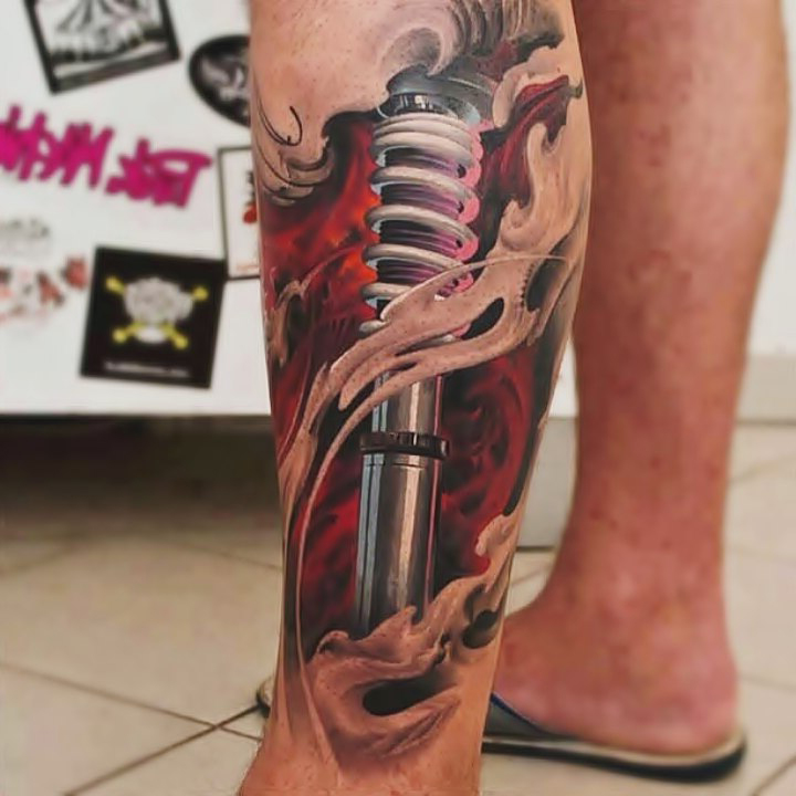 Piston Huckle-bone biomechanic tattoo