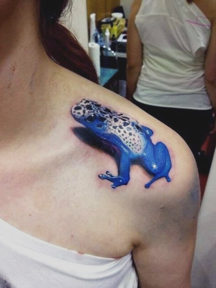 Poisonous Blue Frog 3D tattoo