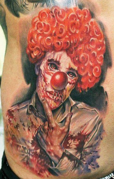 Realistic Evil Clown tattoo