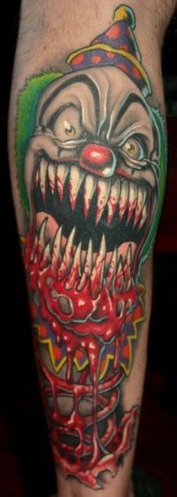 Sharp Teeth Evil Clown tattoo