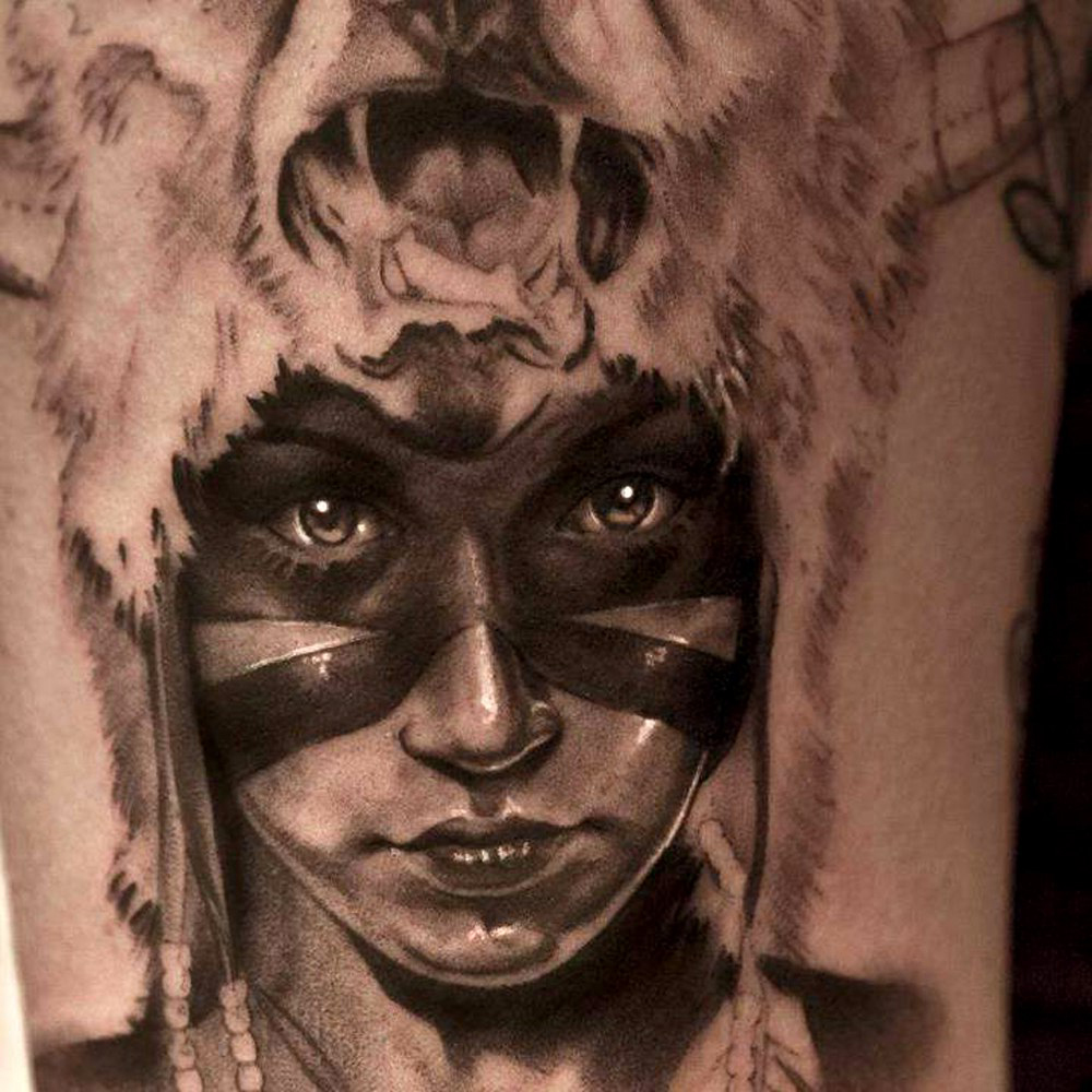 She Warrior realistic tattoo