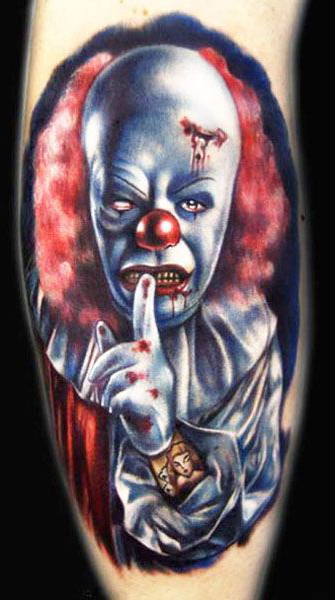 Silent Killer Evil Clown tattoo