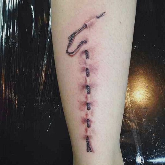 Stitches and Neddle 3D tattoo