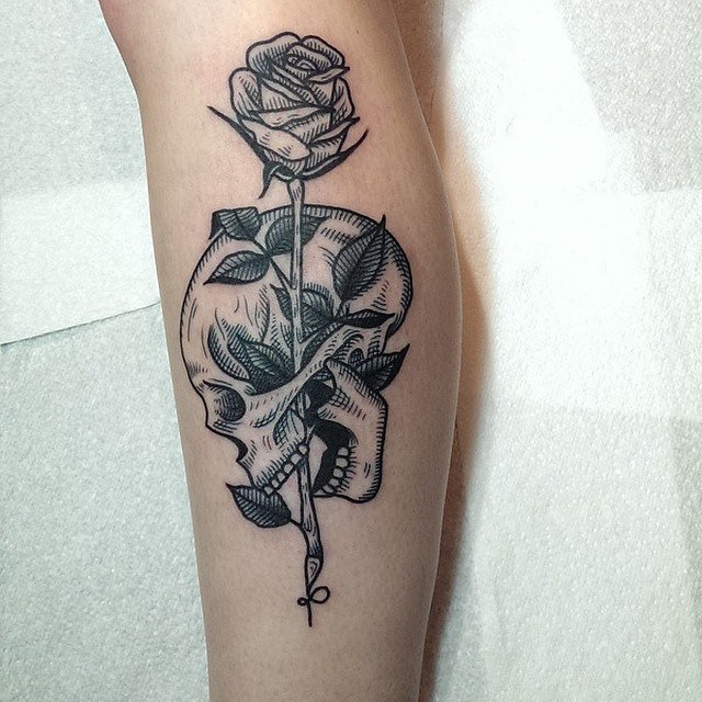 Skull and rose