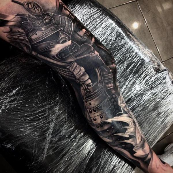 Asian Samurai Realistic tattoo by Drew Apicture