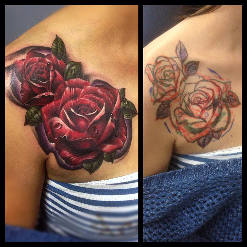 Red Roses Cover Up Flower Tattoo