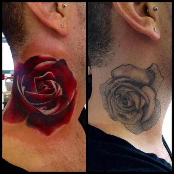 neck Rose Cover Up tattoo design