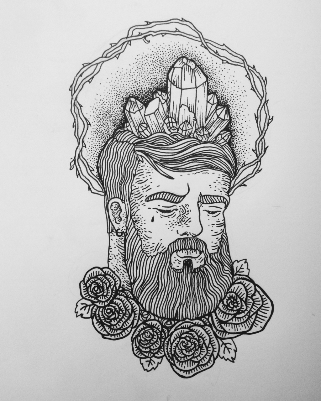 Crystal Brained traditional tattoo sketch