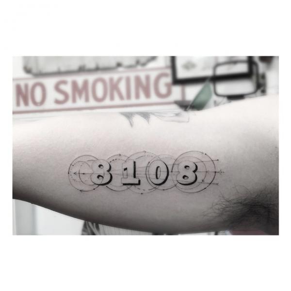 8108 Circles Lettering tattoo by Dr Woo