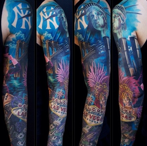 Big Apple New York City tattoo sleeve