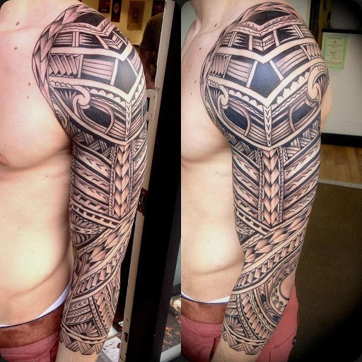 Blackwork Maori tattoo sleeve