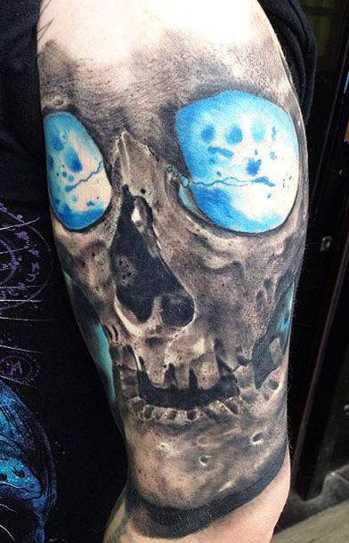 Blue Eyes Ghost Scull tattoo