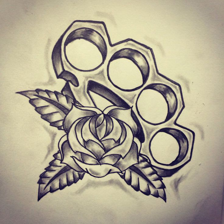 Brass Knuckles Old School tattoo sketch