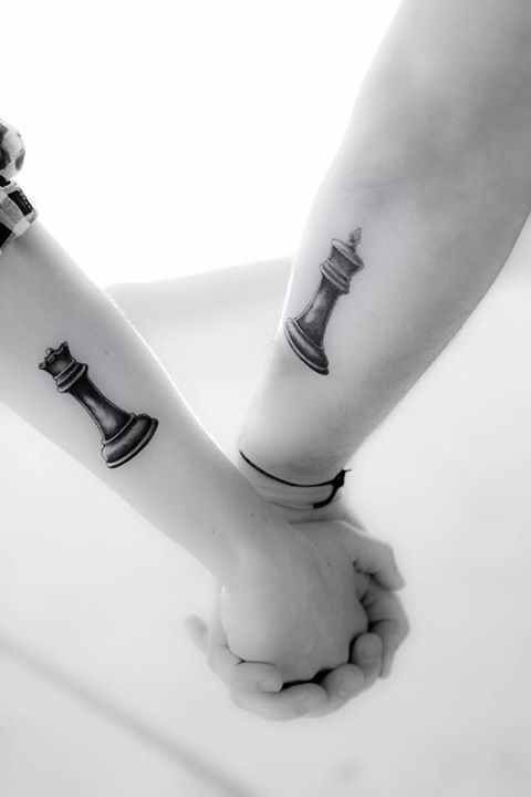 Chess King and Queen Couple tattoo