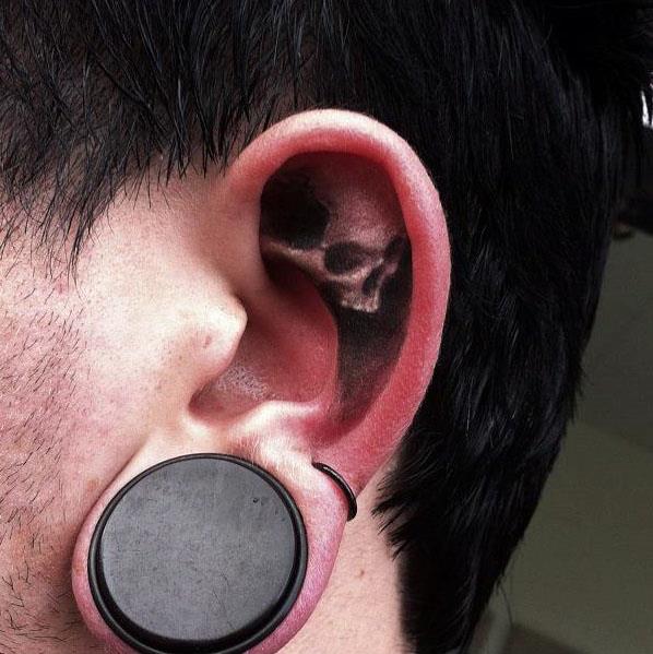 Ear Tiny Scull tattoo