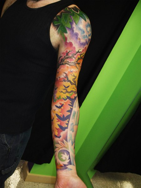 Forest Fire tattoo sleeve