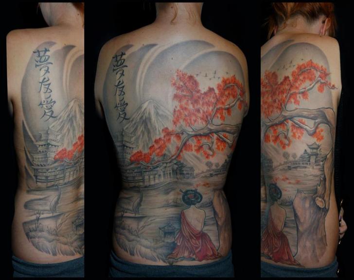 Full Back Geisha Japanese tattoo by White Rabbit Tattoo