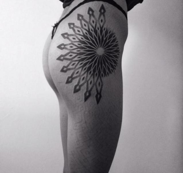 Half of Petals dotwork tattoo by Corey Divine