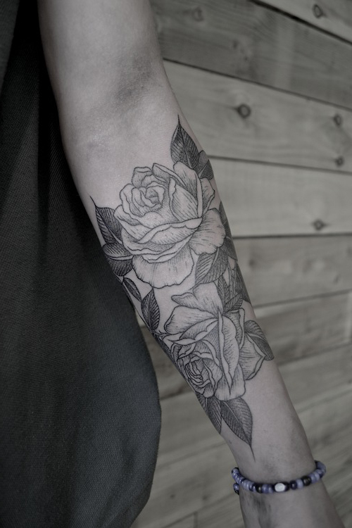 Hand Print Flower tattoo Roses