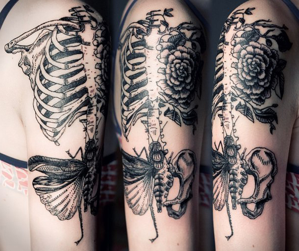 Human Skeleton Butterfly Graphic tattoo idea