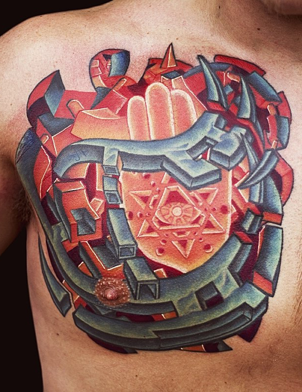 Jewish Star Shield Heart New School tattoo