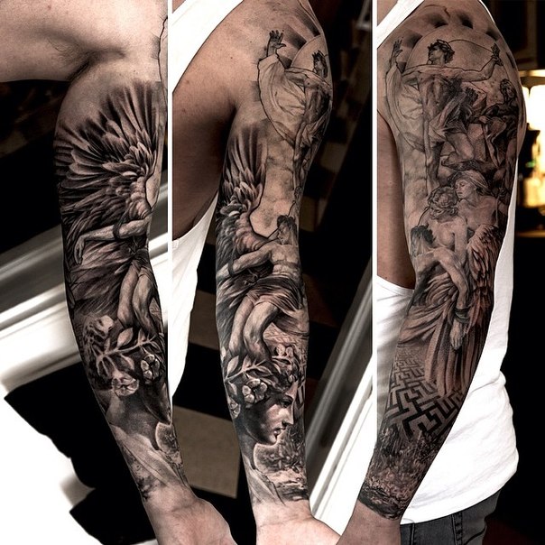 Labirynth Religious tattoo sleeve