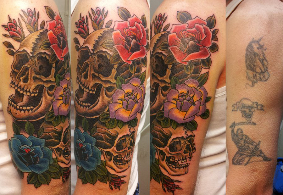 Latin Scull Cover Up tattoo design