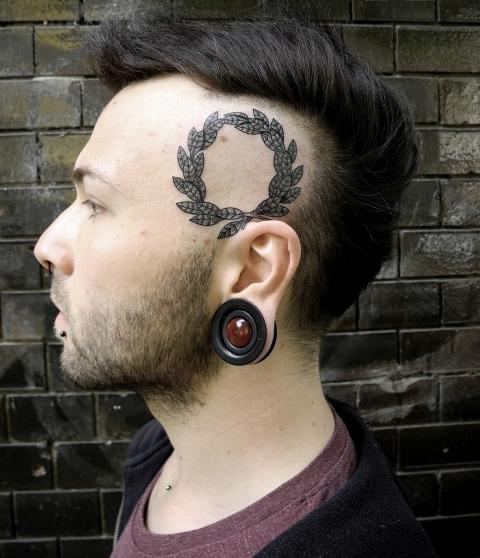 Laurel Wreath Head tattoo