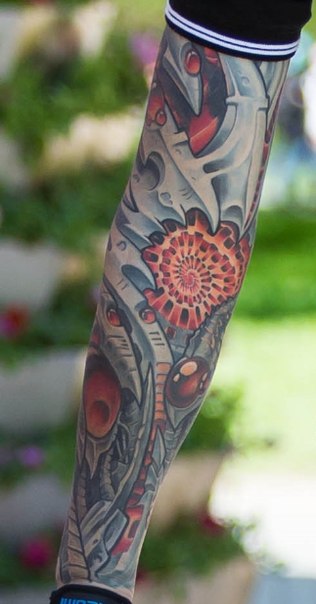 Metal Oraganic tattoo sleeve by Aleksei Yoffe