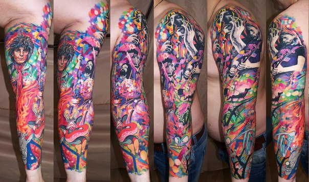 Music Solo Aquarelle tattoo sleeve