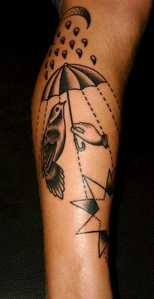 Rainy Night Umbrella Graphic tattoo idea