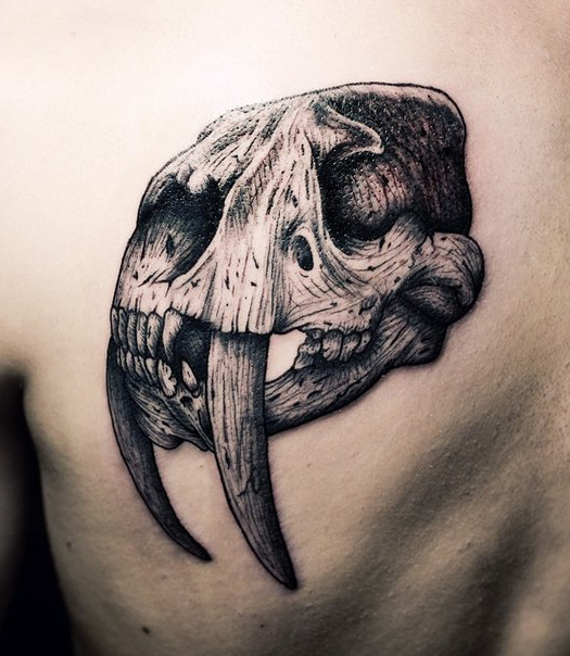 Realistic Saber-Toothed Tiger Graphic tattoo idea