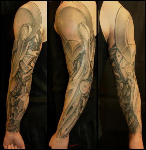 Robotic Armor by Biomechanical tattoo sleeve White Rabbit Tattoo