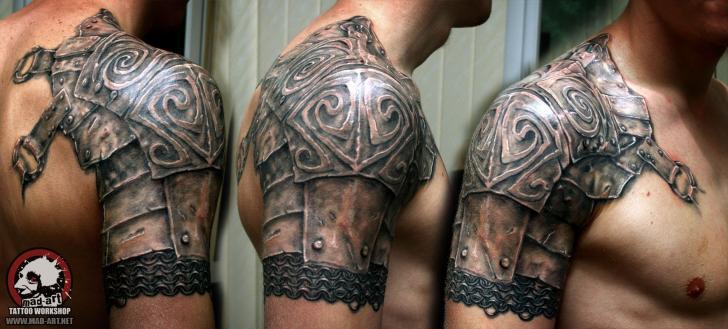 Shoulder Metal Armor tattoo by Mad-art Tattoo