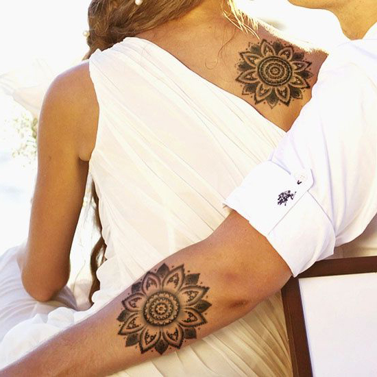 Shoulder and Hand Mandala Couple tattoo