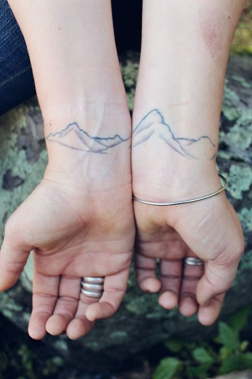 Simple Mountains Couple tattoo