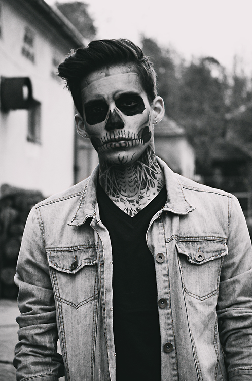 Skeleton Face head tattoo design