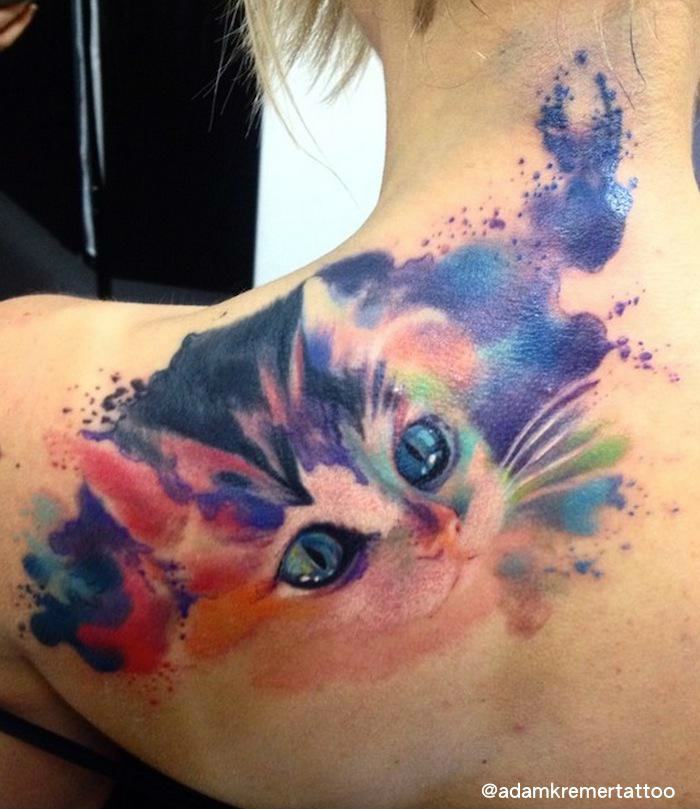 Snuggle Kitty Aquarelle tattoo