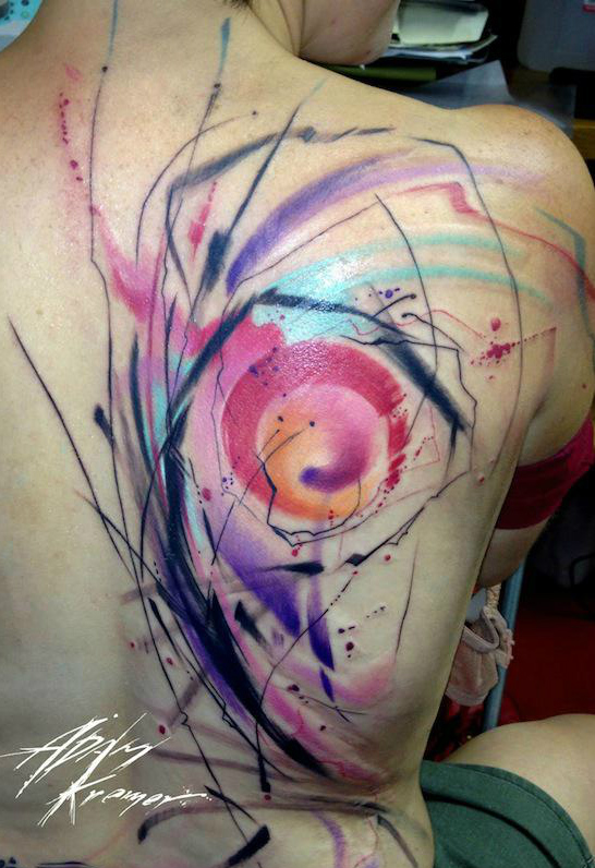 Sun Abstraction Aquarelle tattoo by Adam Kremer