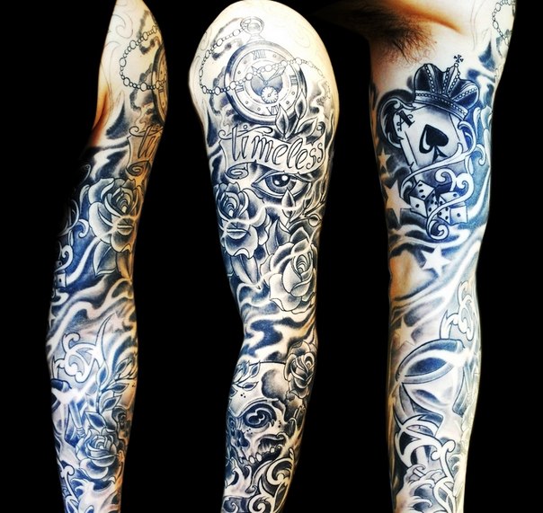 Timeless Lettering Ace of Spades tattoo sleeve